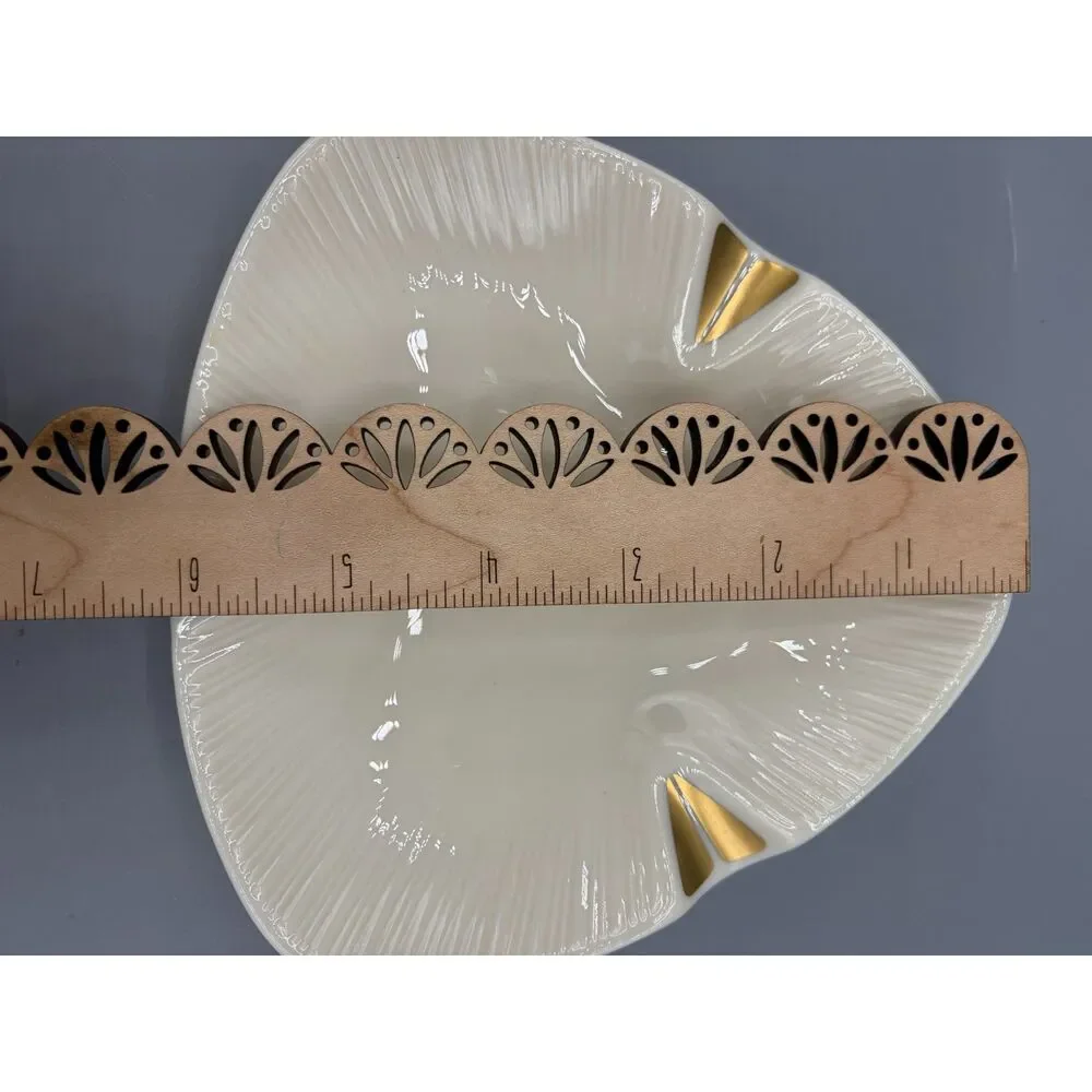 Vintage Lenox Porcelain Triangle Ashtray Gold Accents 1950s